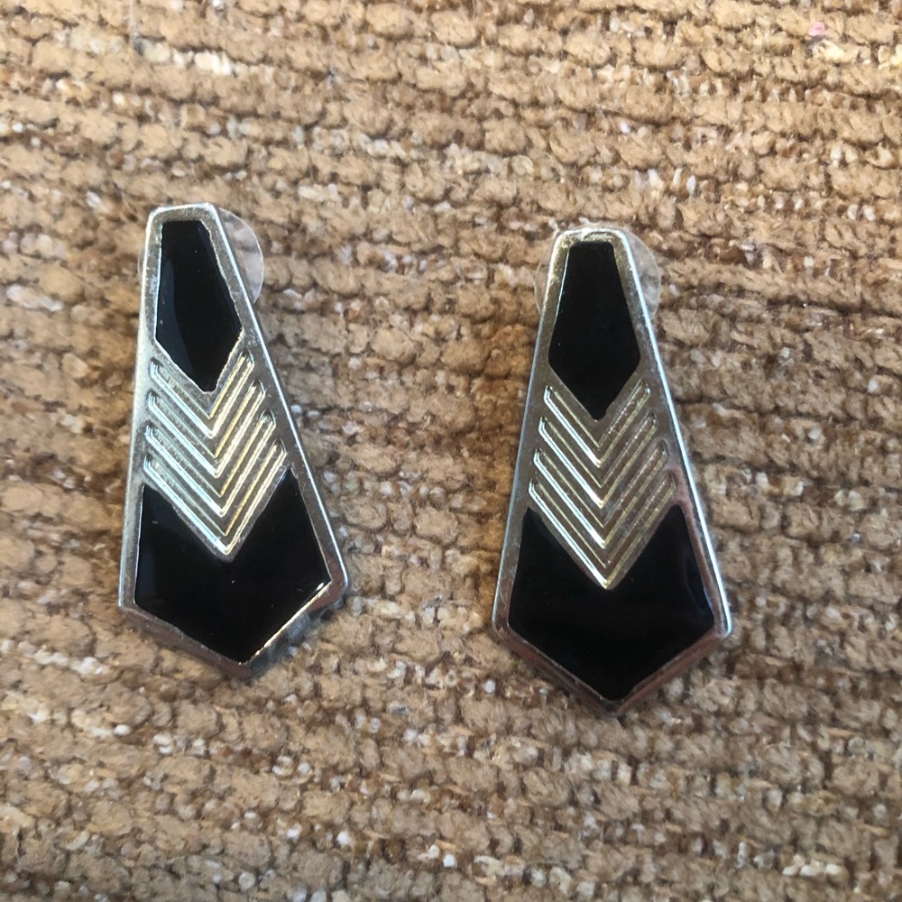 Gold and black drop earrings
